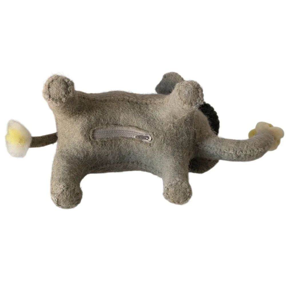 Wool Felt Elephant Piggy Bank Zoo Animal Nursey Baby Whimsical Decor Gray
